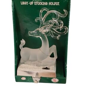Light-Up Reindeer Stocking Holder – Frosted & Clear Acrylic Deer